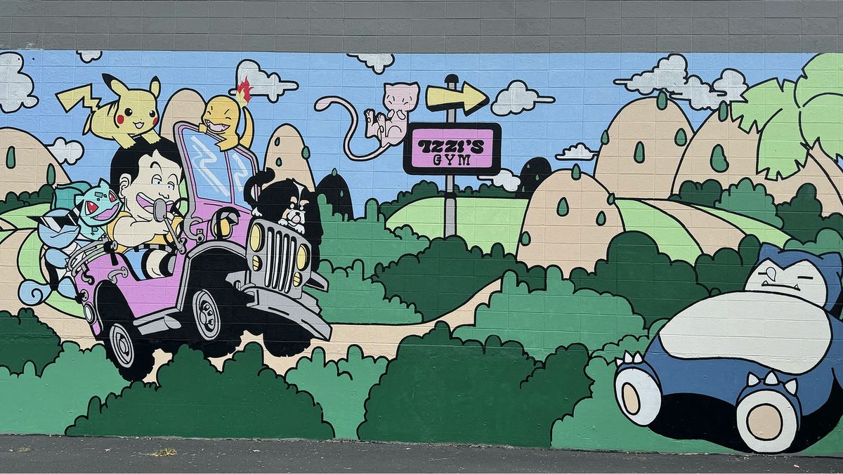 Colorful mural inside Izzi’s Gym